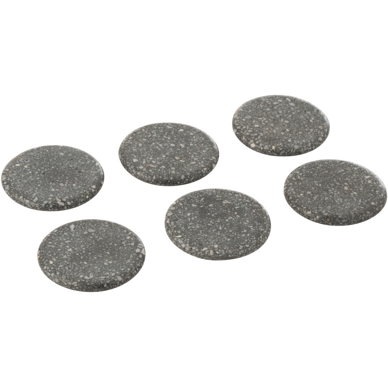 Lot de 6 Sous-verres moderne chic Rond 10 cm Marbre Gris Gravéro 