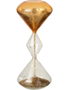 Grand Sablier design chic H 27 cm Verre Transparent Paillette Doré Sabléon 