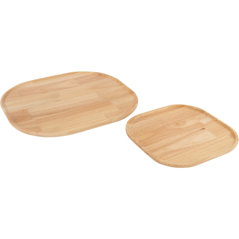 Plateau déco scandinave Rectangulaire 44 cm Bois d'hévéa Naturel Luméto 