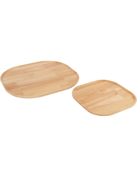Plateau déco scandinave Rectangulaire 44 cm Bois d'hévéa Naturel Luméto 