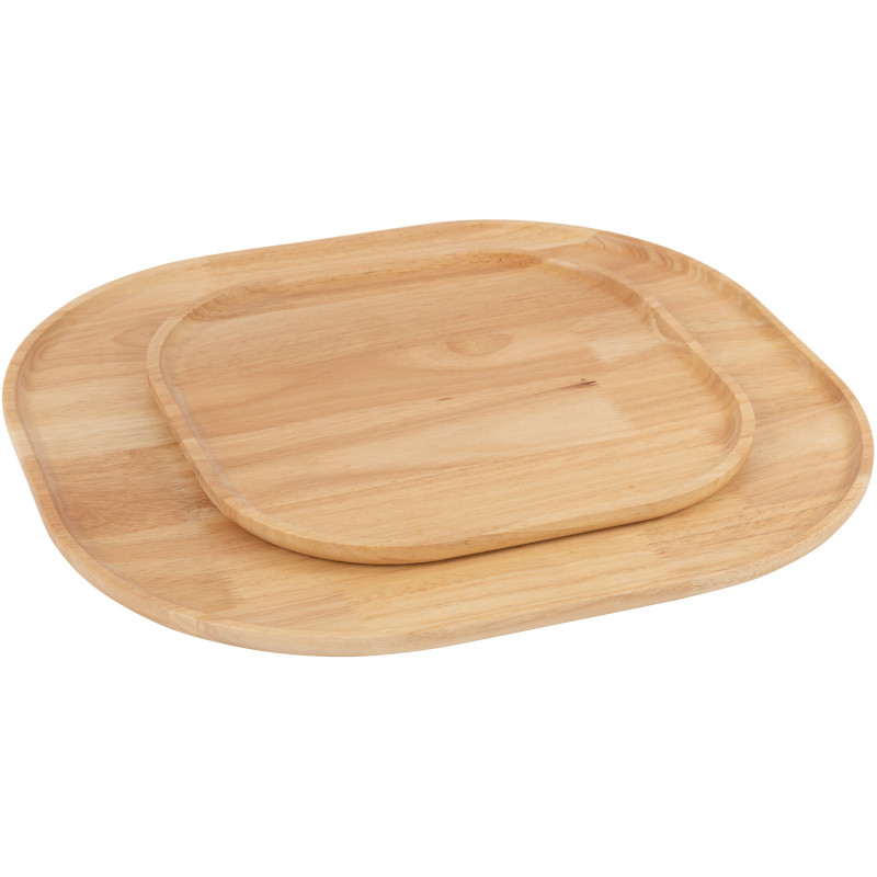 Plateau déco scandinave Rectangulaire 44 cm Bois d'hévéa Naturel Luméto 