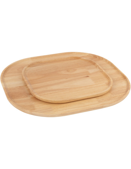 Plateau déco scandinave Rectangulaire 44 cm Bois d'hévéa Naturel Luméto 