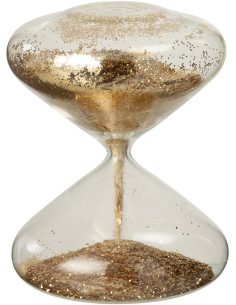 Sablier design chic H 18 cm Verre Transparent Paillette Doré Éclorya 