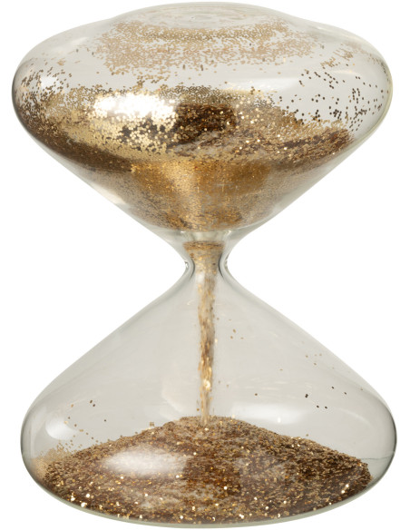 Sablier design chic H 18 cm Verre Transparent Paillette Doré Éclorya 