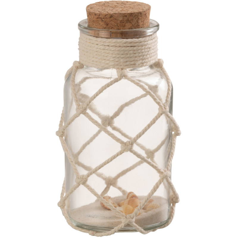 Bouteille déco bord de mer H 14 cm Verre Transparent Sable Coquillage Playéa 