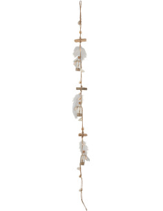 Guirlande déco bord de mer à suspendre H 105 cm Corde Naturel Tressé Verre Plume Sealysa 