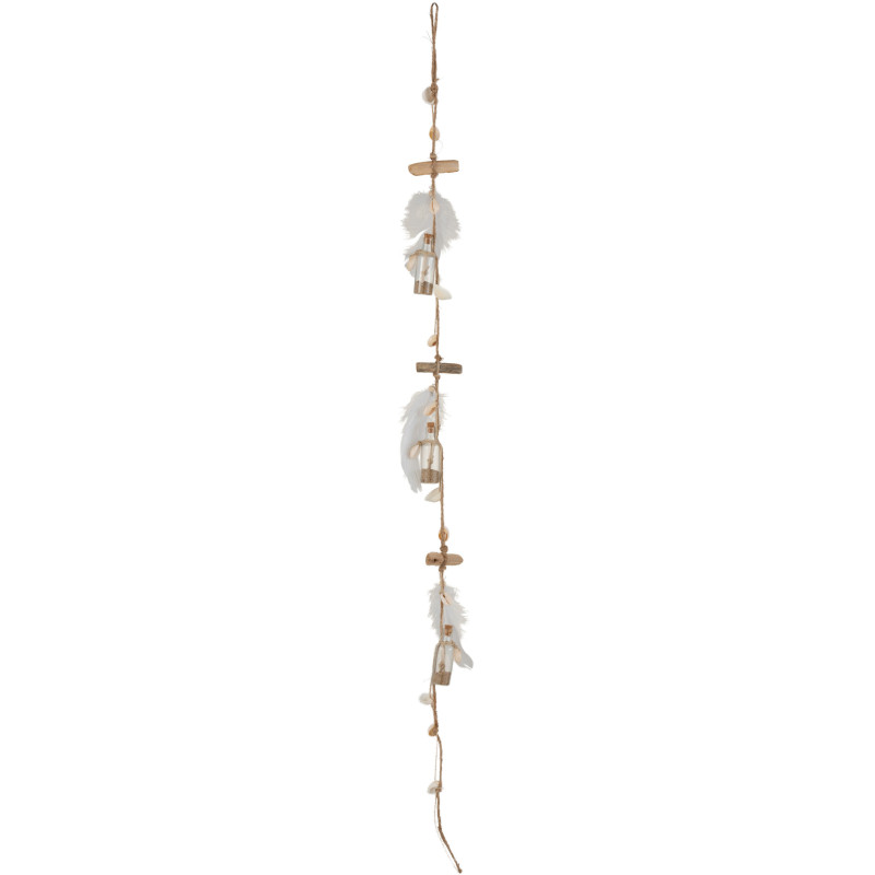 Guirlande déco bord de mer à suspendre H 105 cm Corde Naturel Tressé Verre Plume Sealysa 
