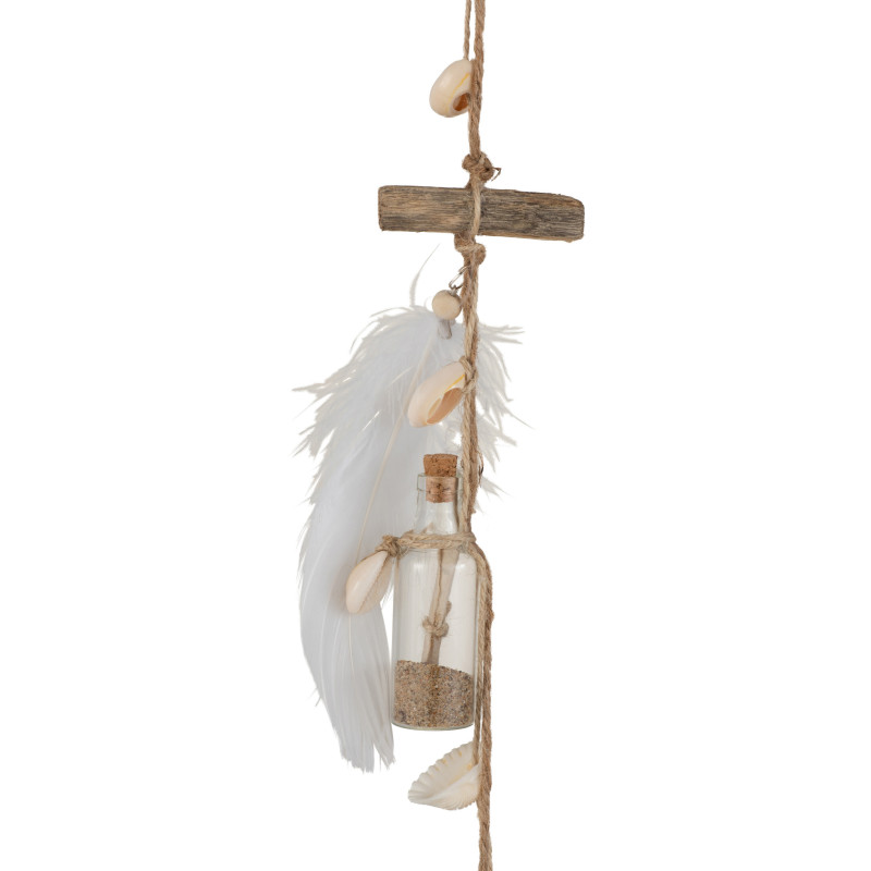 Guirlande déco bord de mer à suspendre H 105 cm Corde Naturel Tressé Verre Plume Sealysa 