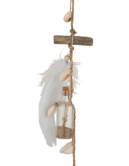Guirlande déco bord de mer à suspendre H 105 cm Corde Naturel Tressé Verre Plume Sealysa 