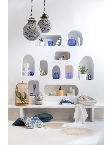 Lot de 2 Plateaux déco bord de mer Rond Rotin Blanc Tressé Tressanno 