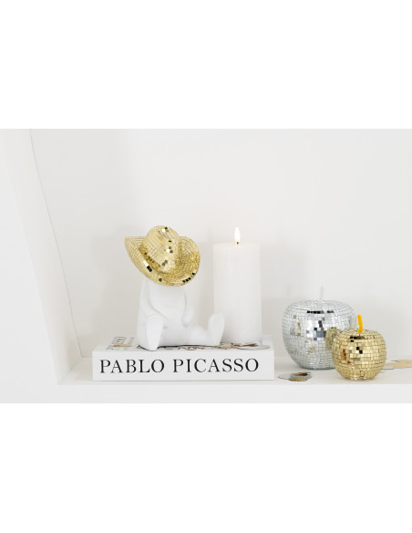 Pomme déco design boule à facettes H 12 cm Miroir Doré Mousse Disco 