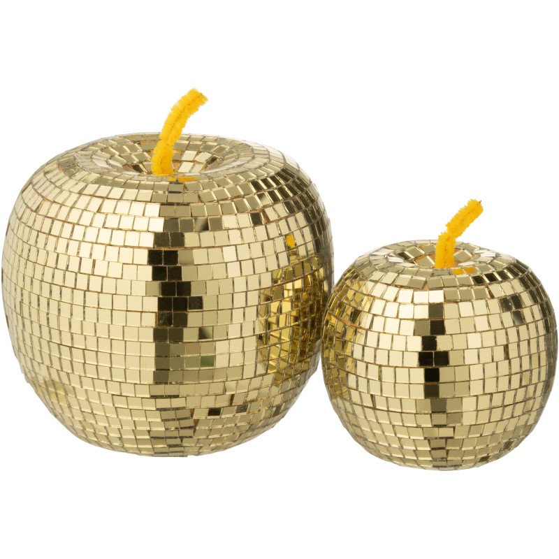 Pomme déco design boule à facettes H 12 cm Miroir Doré Mousse Disco 