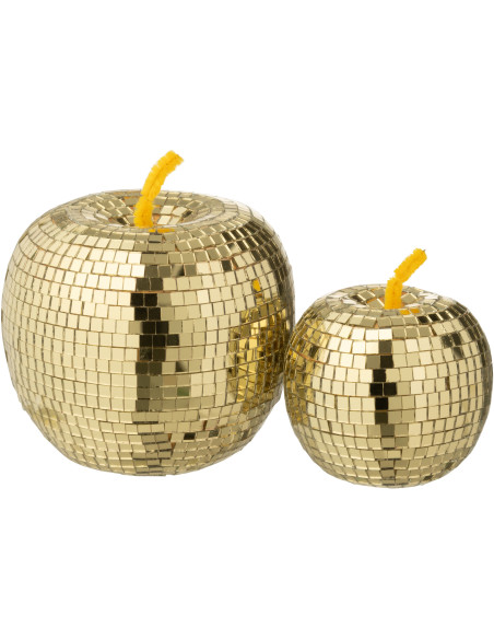 Pomme déco design boule à facettes H 12 cm Miroir Doré Mousse Disco 