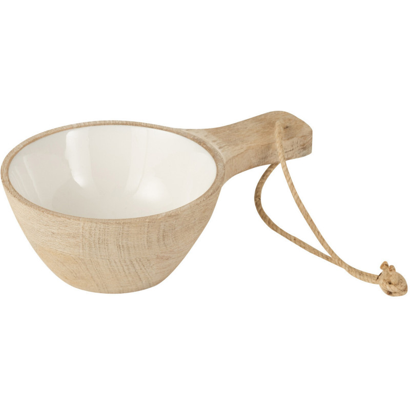 Bol apéro avec poignée bord de mer Rond Bois de manguier Naturel Blanchi Blancoli 