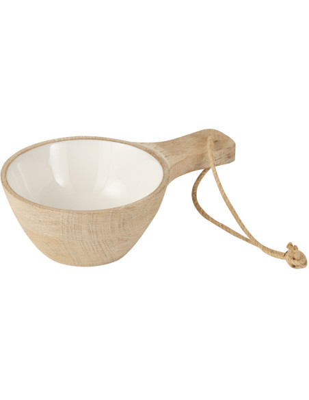 Bol apéro avec poignée bord de mer Rond Bois de manguier Naturel Blanchi Blancoli 