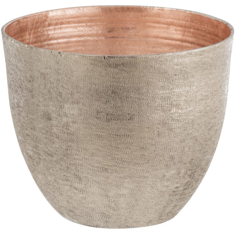Bol déco Rond 14 cm Métal Gris Rose clair Laqué Lunéssia 