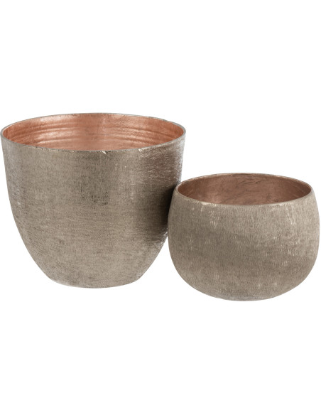 Bol déco Rond 14 cm Métal Gris Rose clair Laqué Lunéssia 