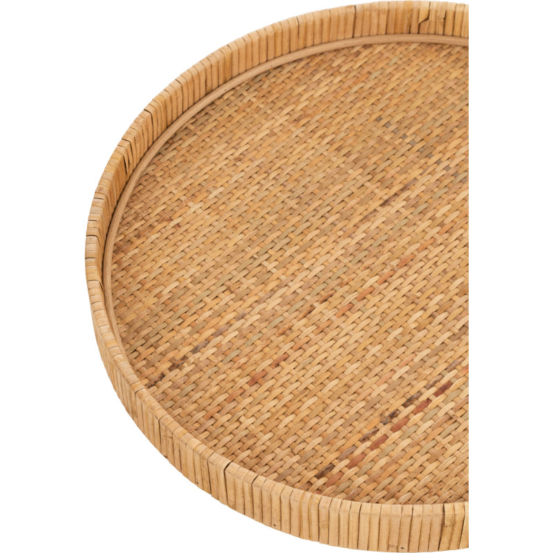 Lot de 2 Plateaux bohème chic Rond Rotin Naturel Tressé Ravessia 