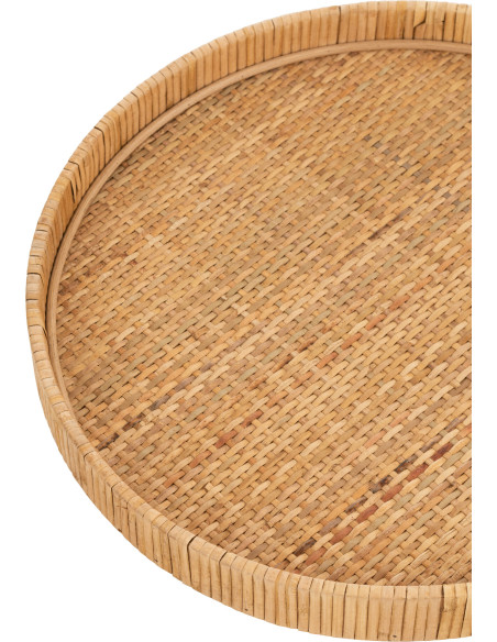 Lot de 2 Plateaux bohème chic Rond Rotin Naturel Tressé Ravessia 