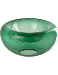 Vide-poches déco design Rond 26 cm Verre Vert émeraude Avec paillettes Carol 
