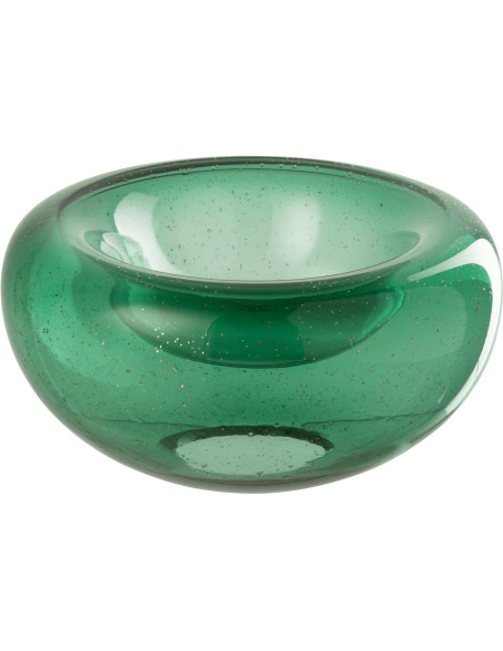 Vide-poches déco design Rond 26 cm Verre Vert émeraude Avec paillettes Carol 