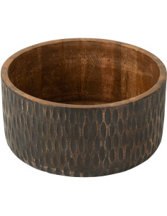 Grand Plat bord de mer Rond 56 cm Bois de manguier Naturel Blanchi Blancoli 