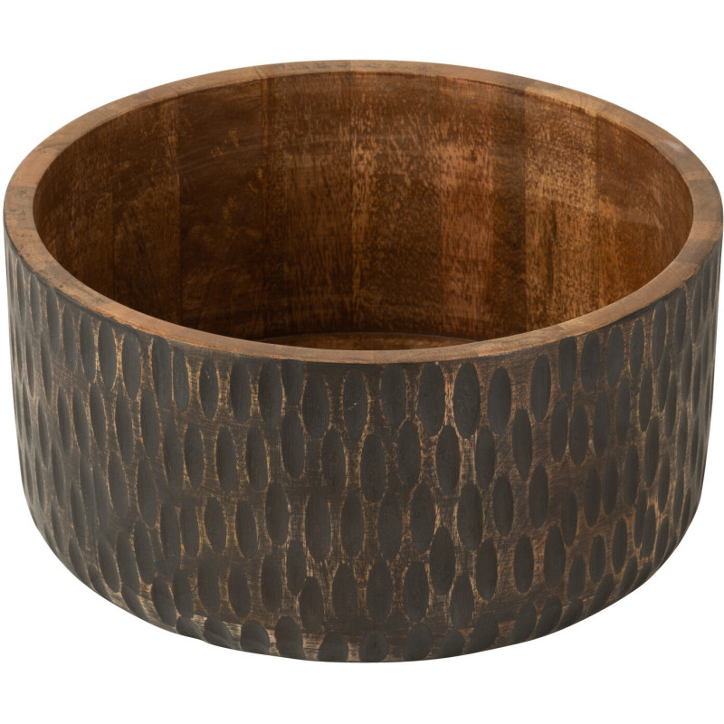 Grand Plat bord de mer Rond 56 cm Bois de manguier Naturel Blanchi Blancoli 