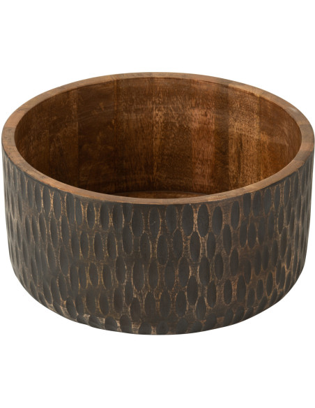 Grand Plat bord de mer Rond 56 cm Bois de manguier Naturel Blanchi Blancoli 