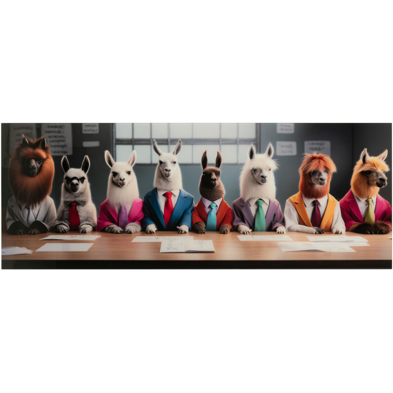 Grand Tableau mural en verre Lamas Bureau 160x60 Artistia 