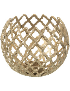 Photophore design chic Rond 15 cm Métal Doré Ajouré Alvéora 