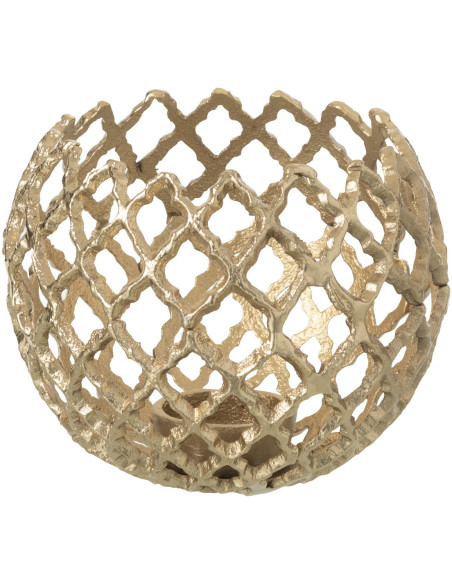 Photophore design chic Rond 15 cm Métal Doré Ajouré Alvéora 