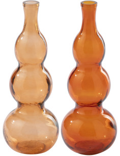 Lot de 2 Grands Vases style Seventies Organique H 48 cm Verre Orange clair Orange foncé Ambrélio 