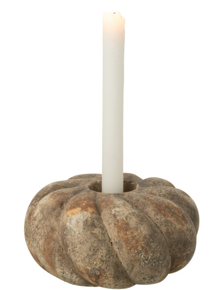 Bougeoir Maison de campagne 18 cm Argile Taupe Courgaïs 