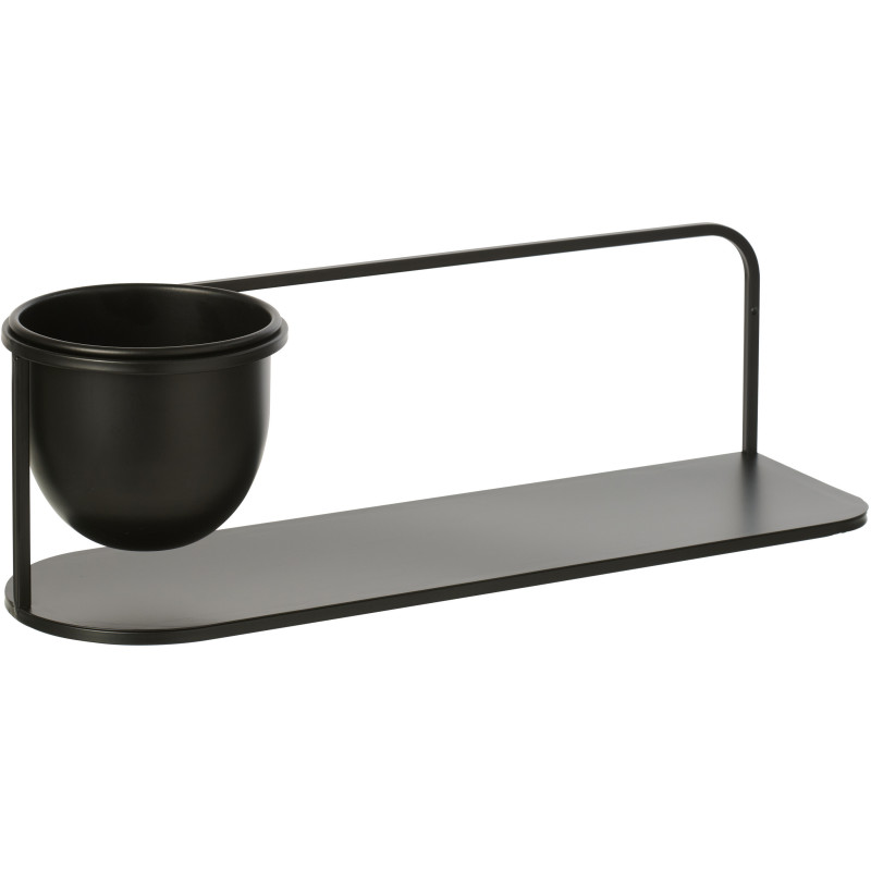 Étagère murale design avec Cache-pot 53 cm Métal Noir Koreko 