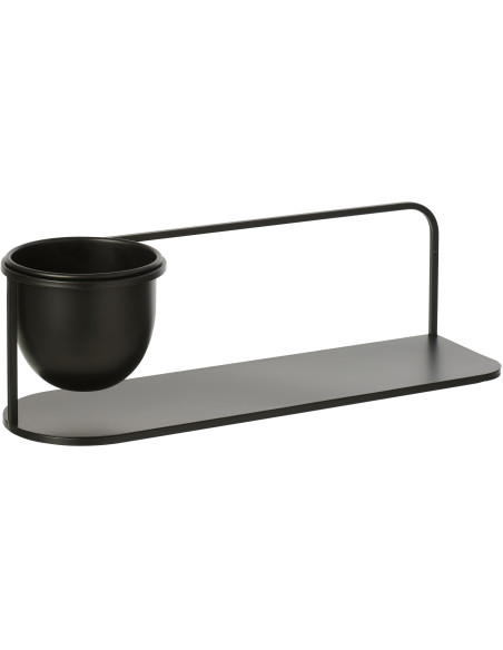 Étagère murale design avec Cache-pot 53 cm Métal Noir Koreko 