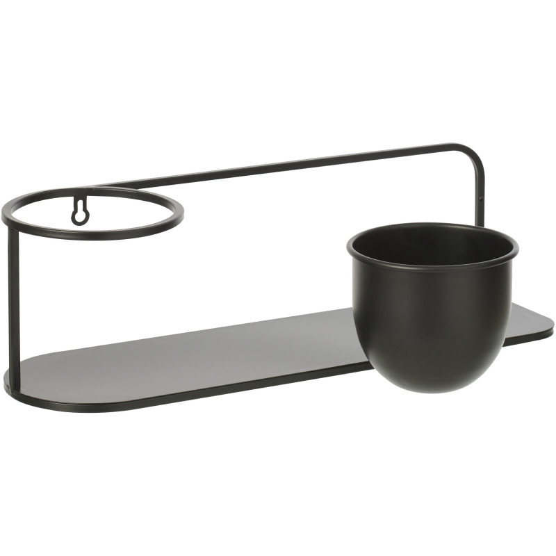 Étagère murale design avec Cache-pot 53 cm Métal Noir Koreko 