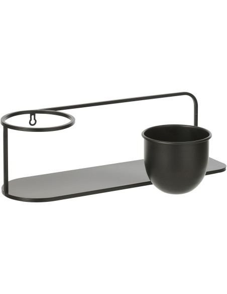 Étagère murale design avec Cache-pot 53 cm Métal Noir Koreko 