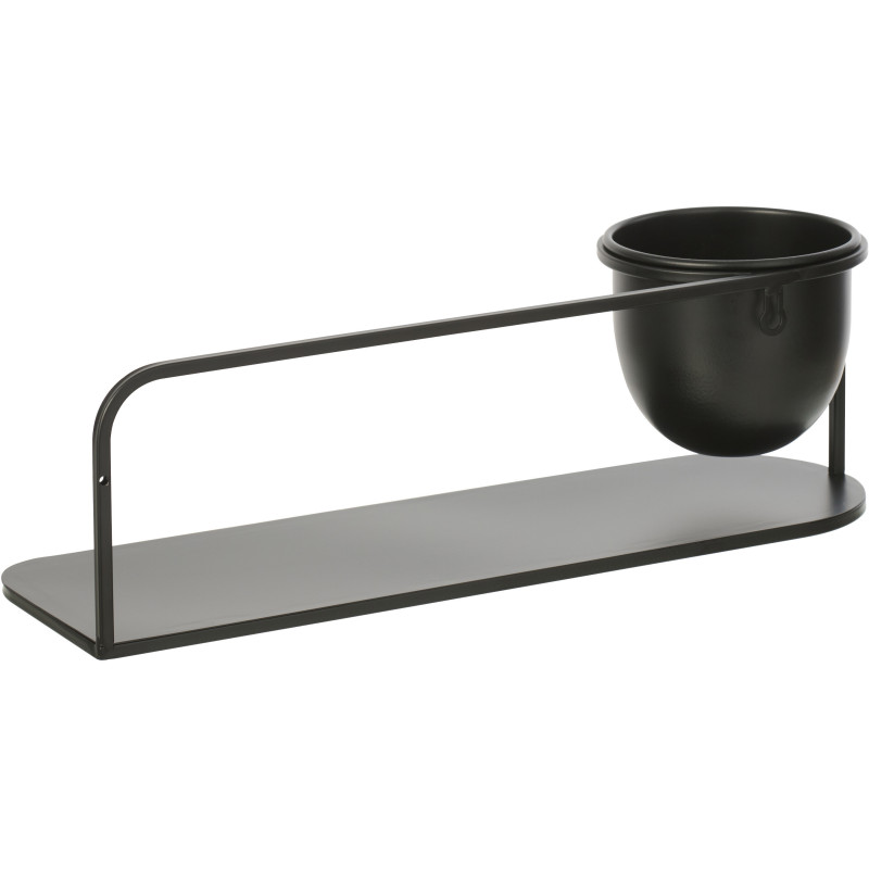 Étagère murale design avec Cache-pot 53 cm Métal Noir Koreko 
