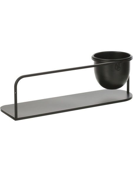 Étagère murale design avec Cache-pot 53 cm Métal Noir Koreko 