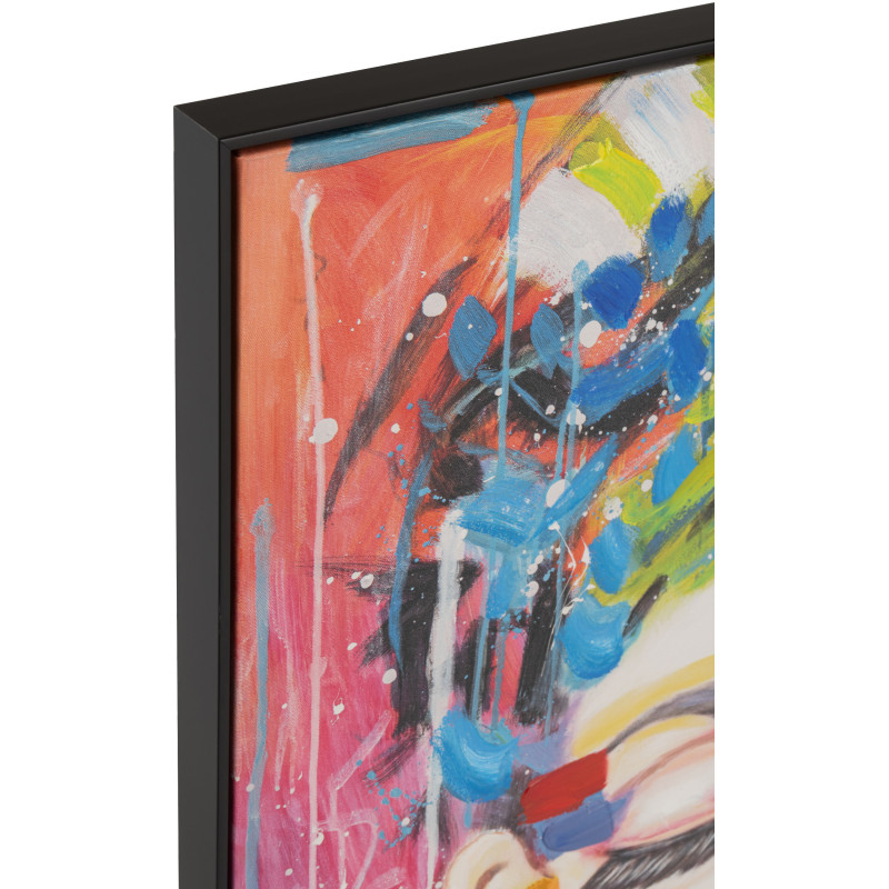 Grande Toile murale peinte Femme Cadre bois noir 90x120 Bliss 