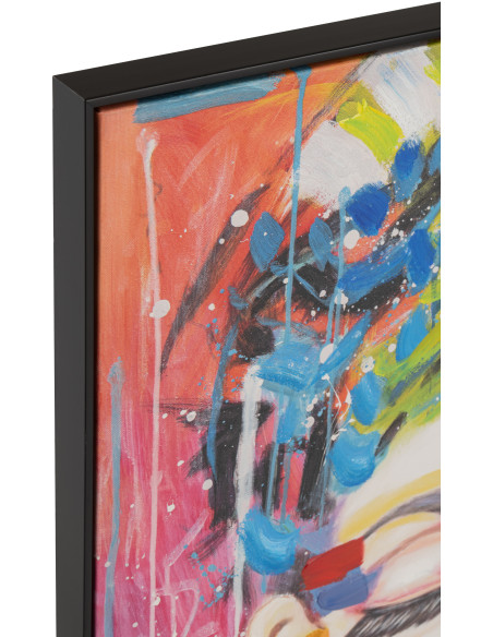 Grande Toile murale peinte Femme Cadre bois noir 90x120 Bliss 