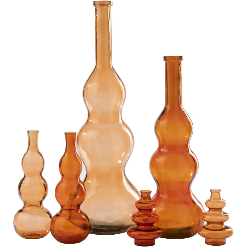 Grand Vase XXL style Seventies Organique H 100 cm Verre Orange clair Ambrélio 