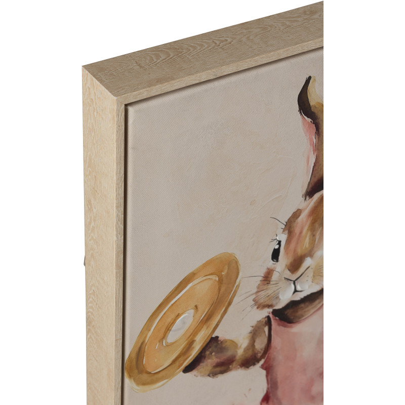 Lot de 4 Toiles murales peintes Lapins Sportifs Cadre bois naturel 37x52 Olympica 