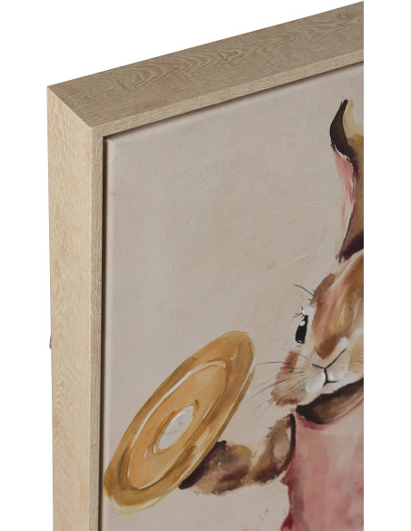 Lot de 4 Toiles murales peintes Lapins Sportifs Cadre bois naturel 37x52 Olympica 