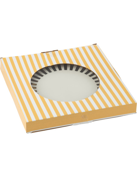 Lot de 4 Assiettes plates design chic Ronde 27 cm Porcelaine Doré Blanc Motif rayures Orénia 