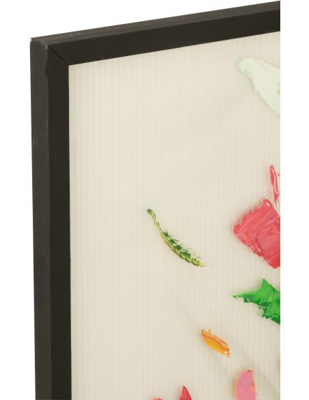 Grande Toile murale peinte Fleurs sauvages Cadre bois noir 92x122 Wilflow 