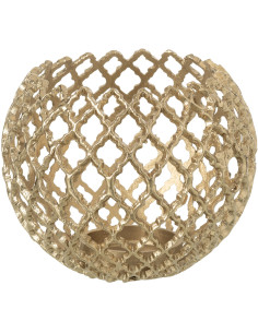 Grand Photophore design chic Rond 20 cm Métal Doré Ajouré Alvéora 