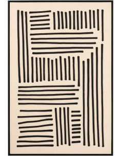 Grande Toile murale relief abstrait Cadre bois noir 83x123 Linus 
