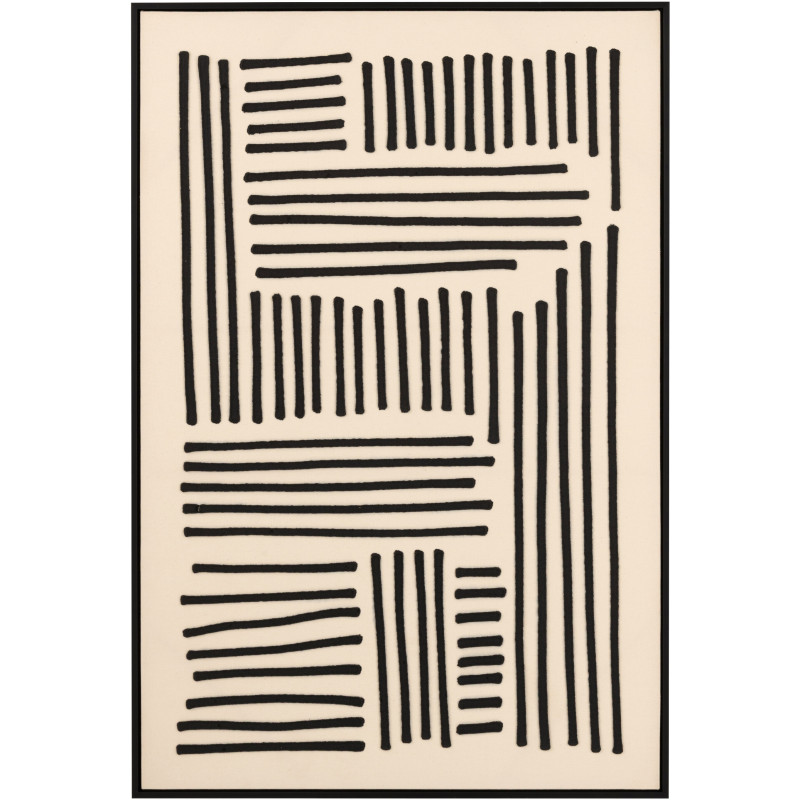 Grande Toile murale relief abstrait Cadre bois noir 83x123 Linus 