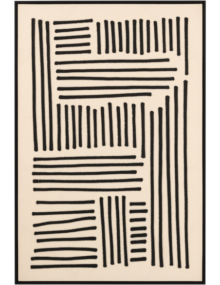 Grande Toile murale relief abstrait Cadre bois noir 83x123 Linus 